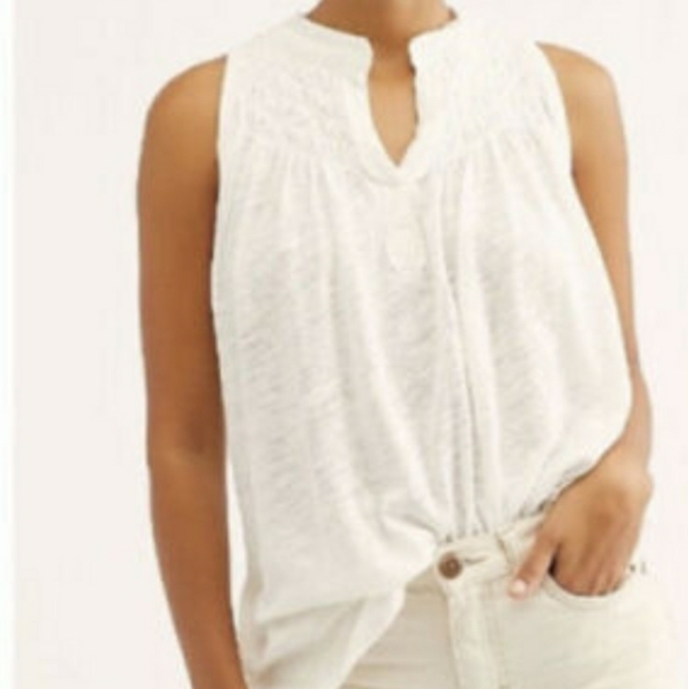 Free People We The Free New To Town Smocked Hot Spring White Tank Top Sz Xs